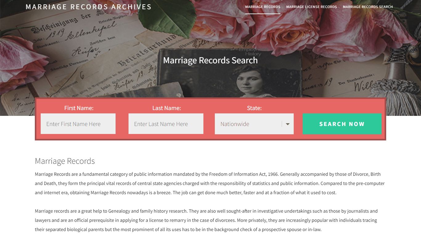 Marriage Records | Enter Name and Search | 14 Days Free